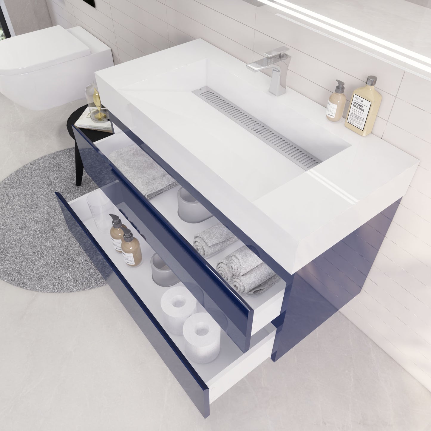 Monterey 42" Wall Mounted Bathroom Vanity with Reinforced Acrylic Integrated Sink Top