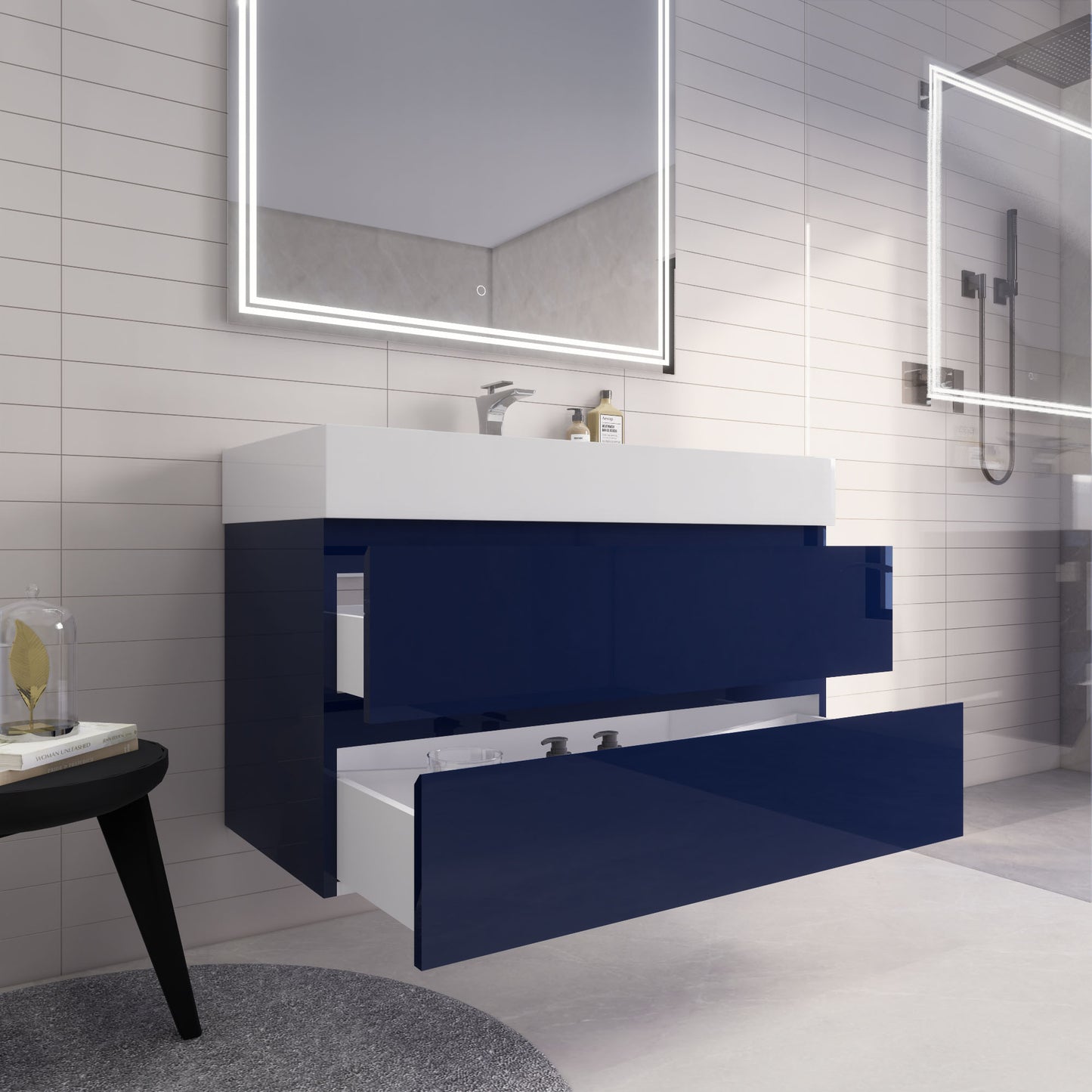 Monterey 42" Wall Mounted Bathroom Vanity with Reinforced Acrylic Integrated Sink Top