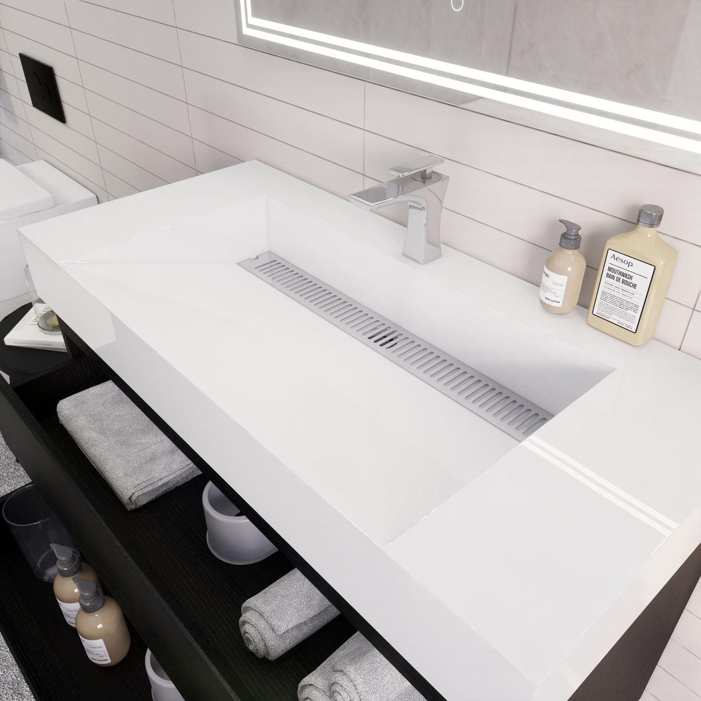 Monterey 42" Wall Mounted Bathroom Vanity with Reinforced Acrylic Integrated Sink Top