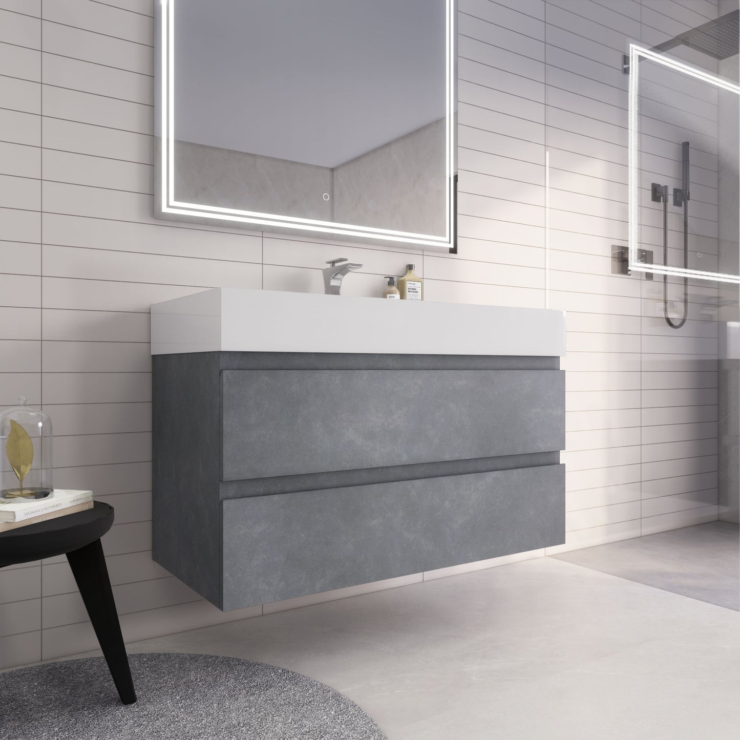 Monterey 42" Wall Mounted Bathroom Vanity with Reinforced Acrylic Integrated Sink Top
