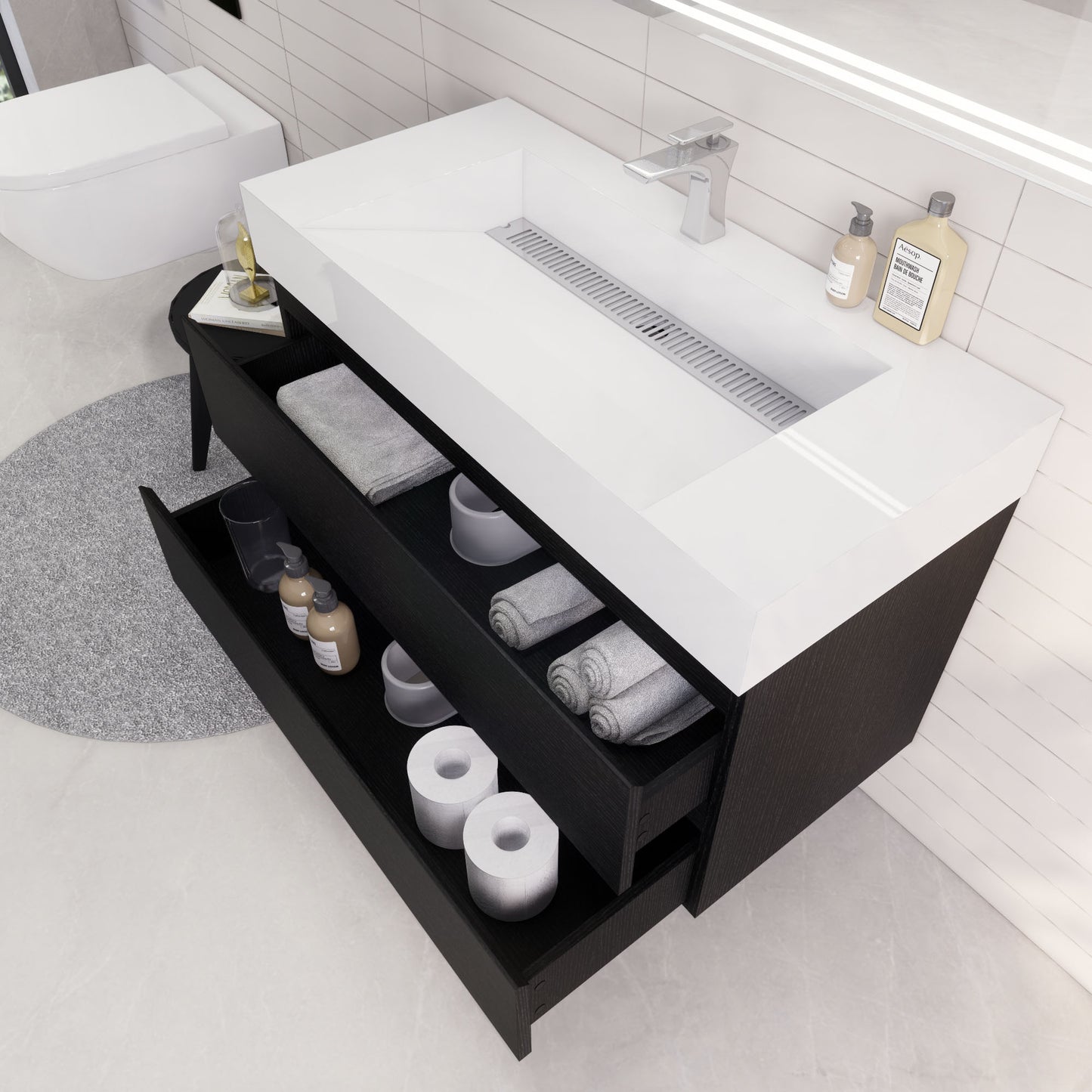Monterey 42" Wall Mounted Bathroom Vanity with Reinforced Acrylic Integrated Sink Top