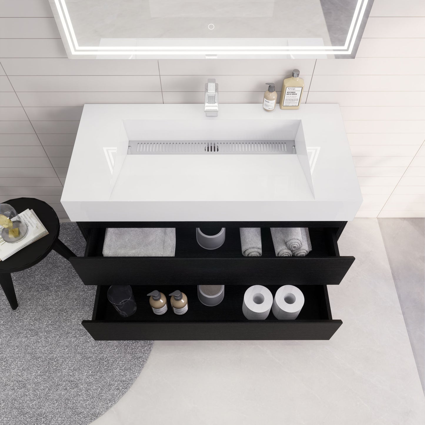 Monterey 42" Wall Mounted Bathroom Vanity with Reinforced Acrylic Integrated Sink Top