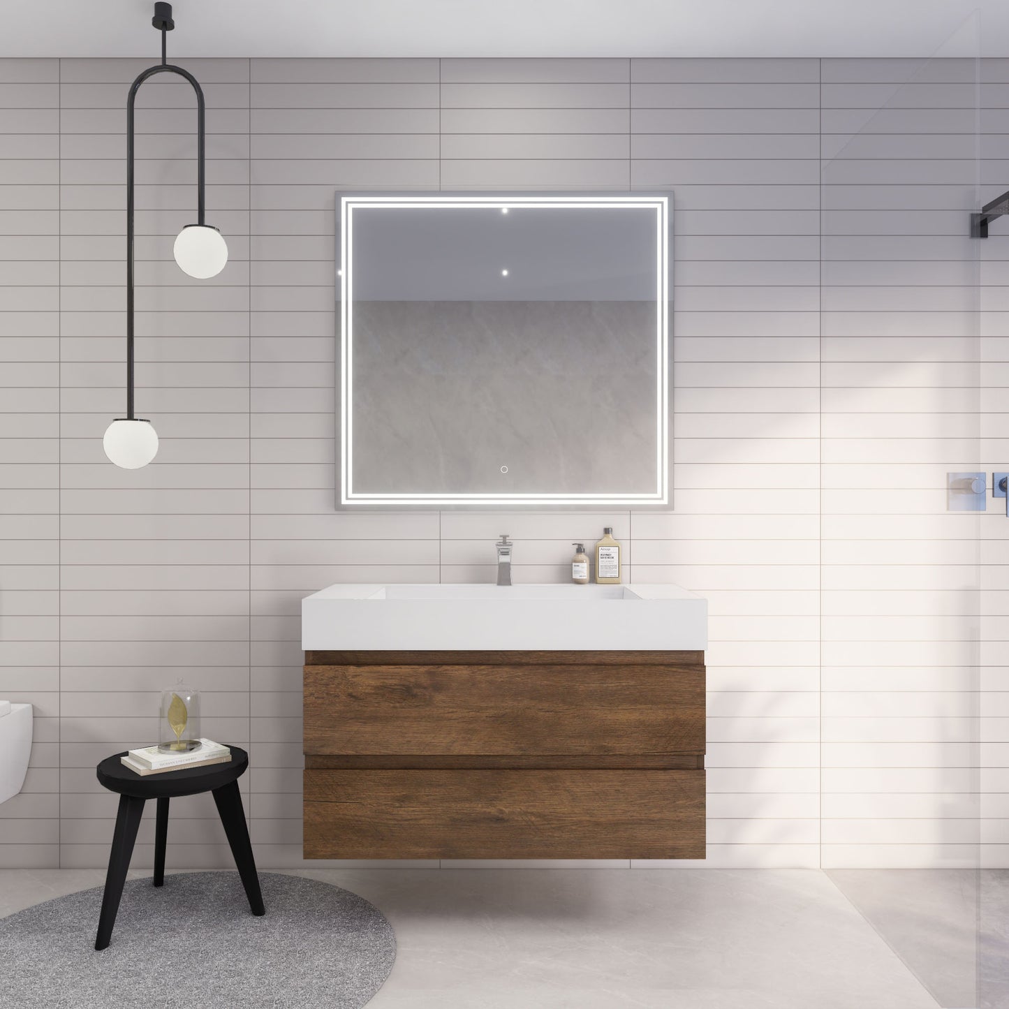 Monterey 42" Wall Mounted Bathroom Vanity with Reinforced Acrylic Integrated Sink Top