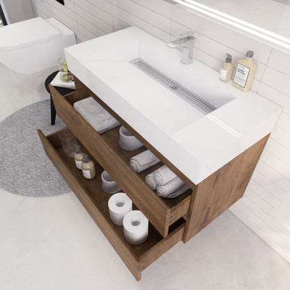 Monterey 42" Wall Mounted Bathroom Vanity with Reinforced Acrylic Integrated Sink Top