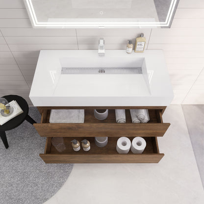 Monterey 42" Wall Mounted Bathroom Vanity with Reinforced Acrylic Integrated Sink Top
