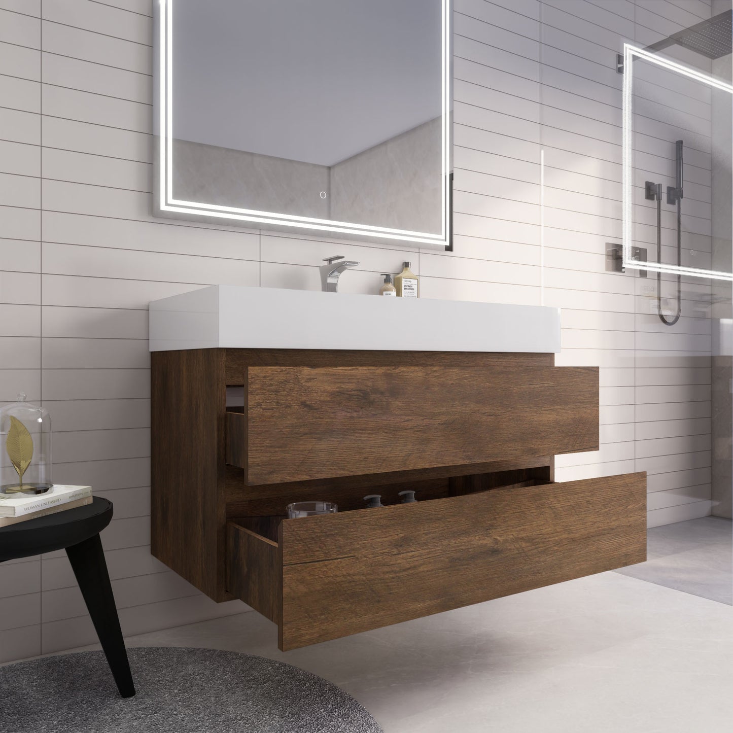 Monterey 42" Wall Mounted Bathroom Vanity with Reinforced Acrylic Integrated Sink Top