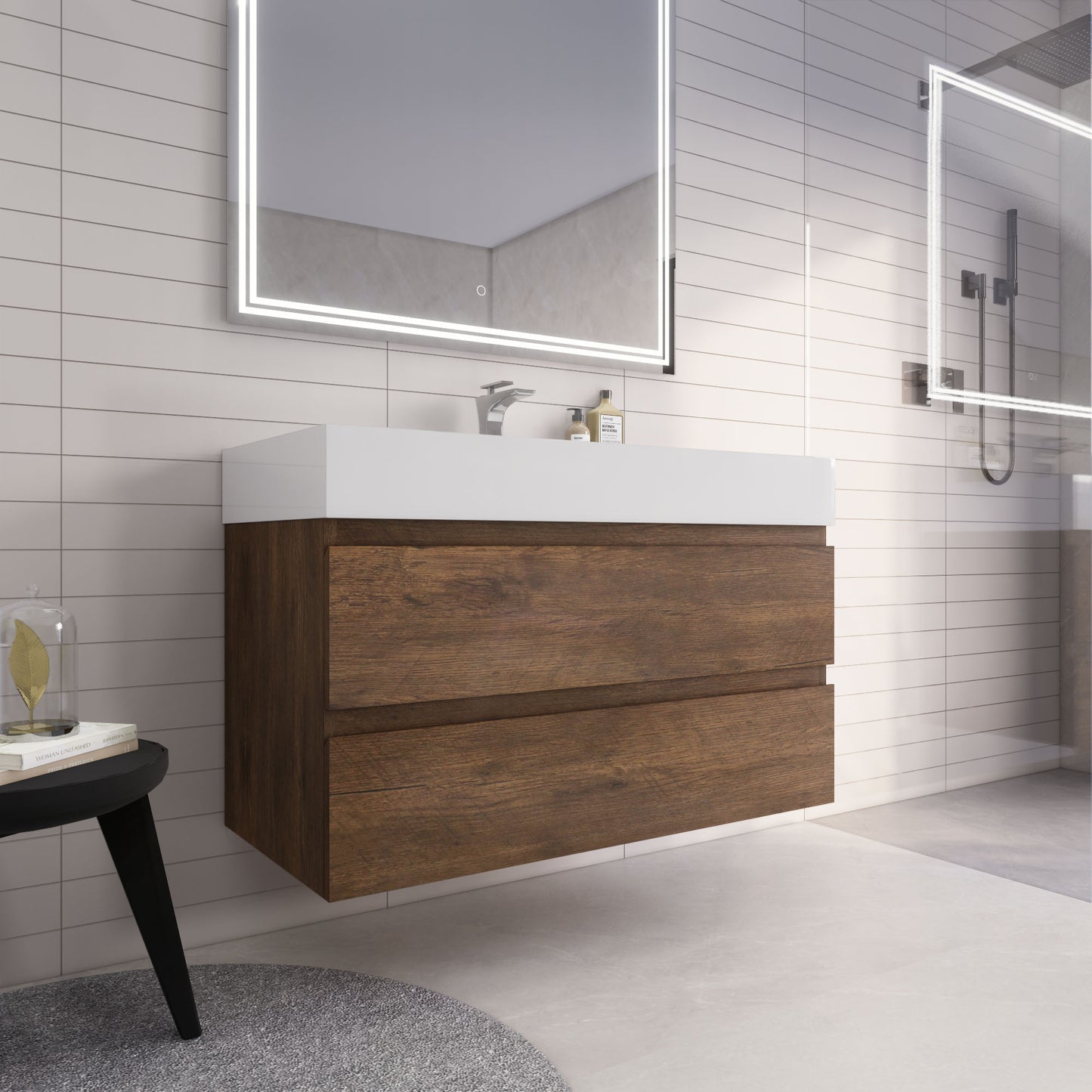 Monterey 42" Wall Mounted Bathroom Vanity with Reinforced Acrylic Integrated Sink Top