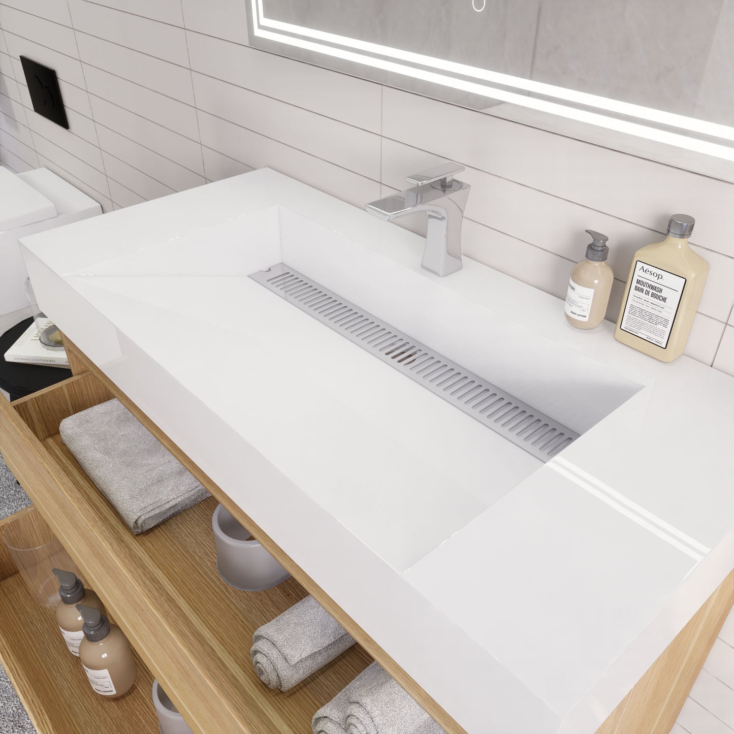 Monterey 42" Wall Mounted Bathroom Vanity with Reinforced Acrylic Integrated Sink Top