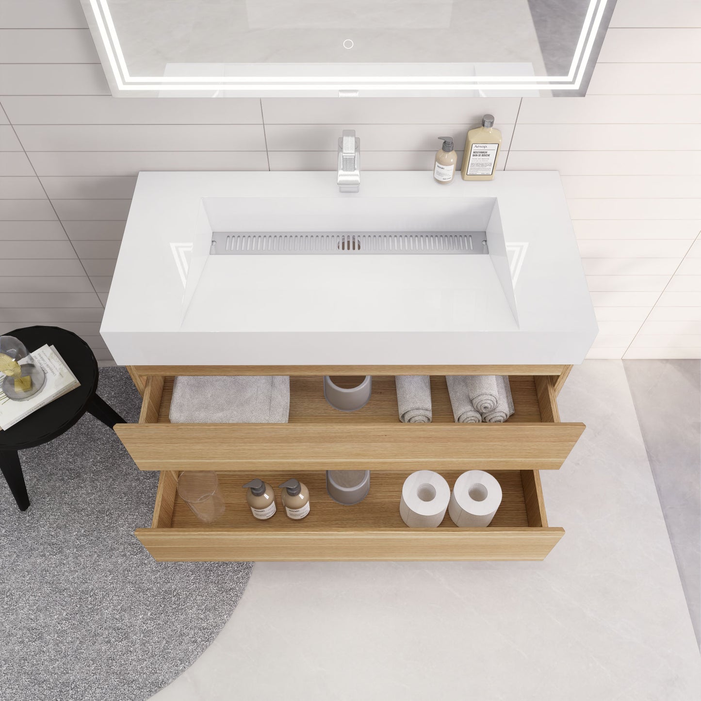 Monterey 42" Wall Mounted Bathroom Vanity with Reinforced Acrylic Integrated Sink Top