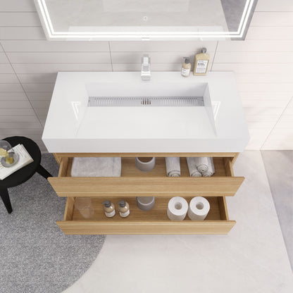 Monterey 42" Wall Mounted Bathroom Vanity with Reinforced Acrylic Integrated Sink Top