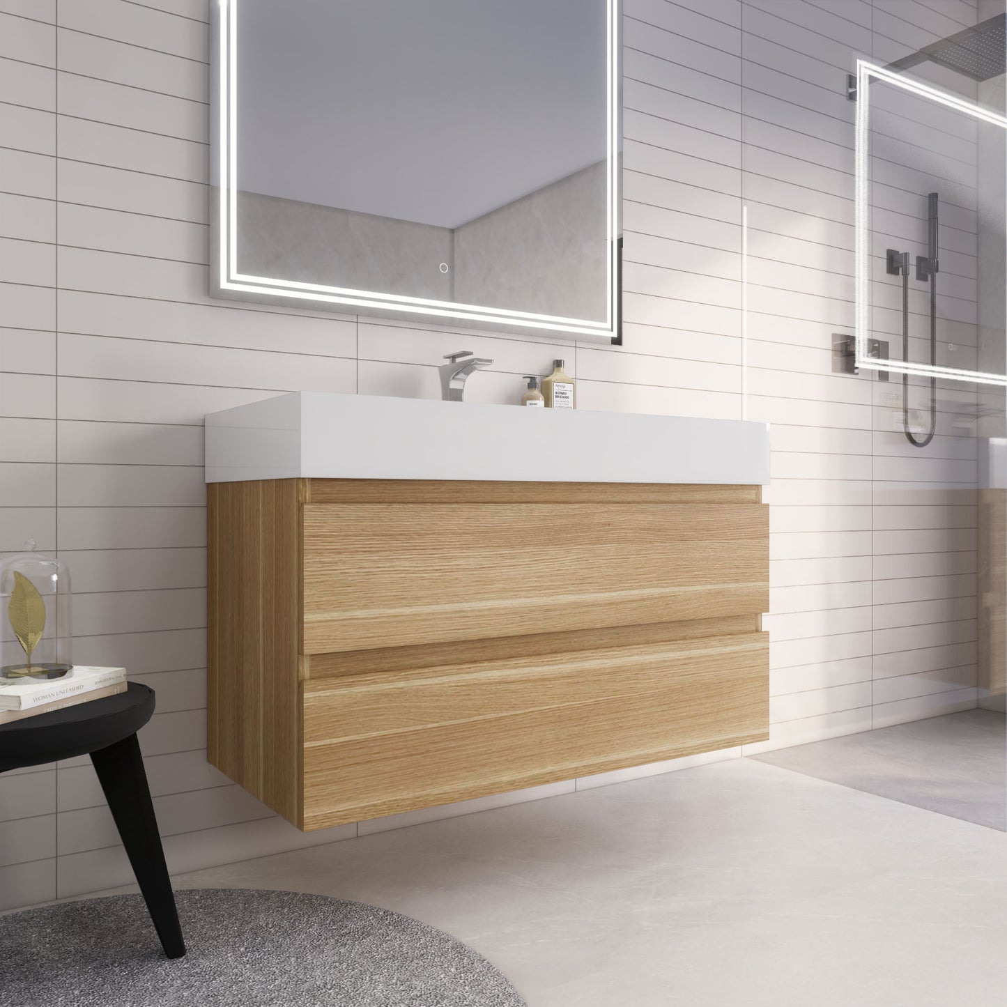Monterey 42" Wall Mounted Bathroom Vanity with Reinforced Acrylic Integrated Sink Top