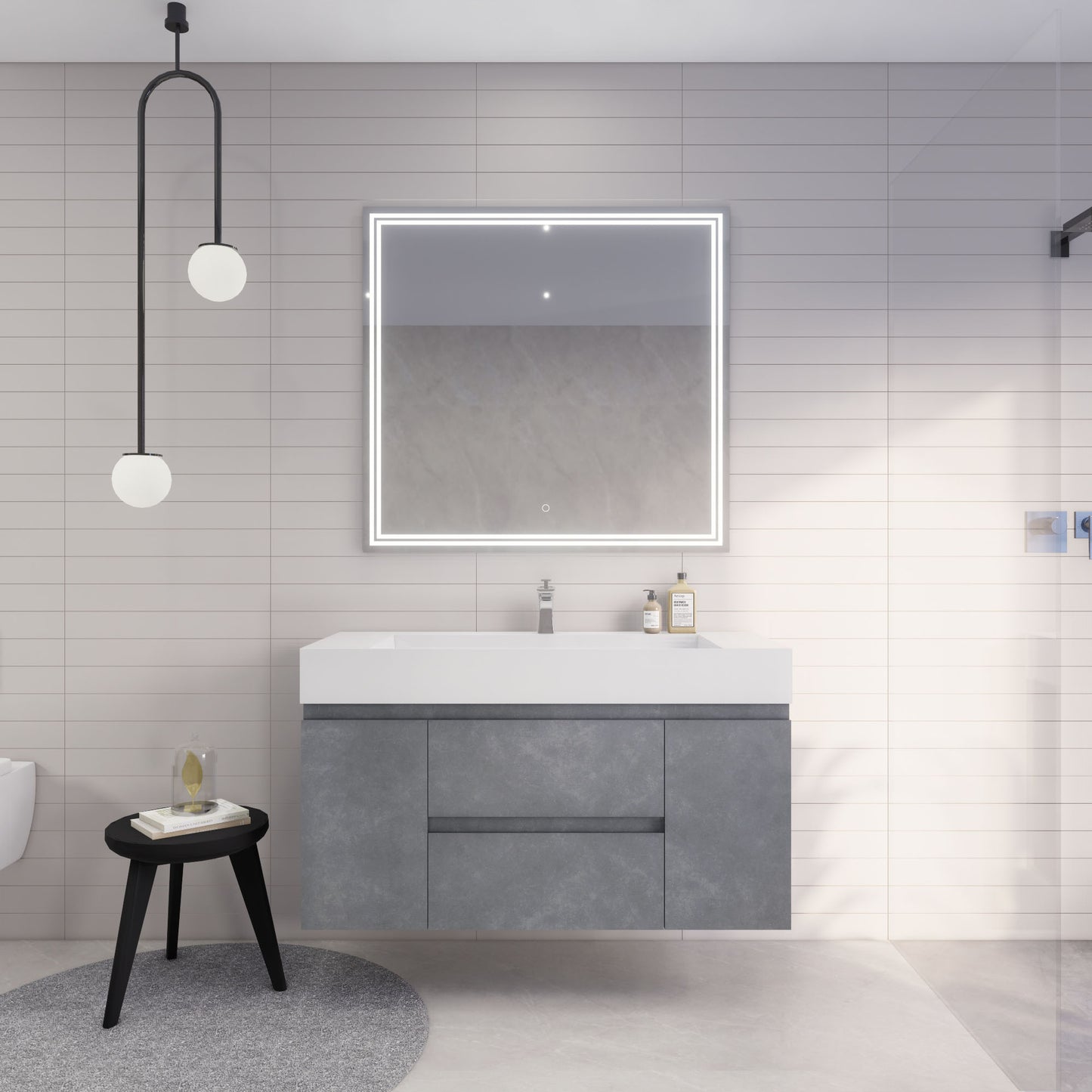 Monterey 48" Wall Mounted Bathroom Vanity with Reinforced Acrylic Integrated Sink Top