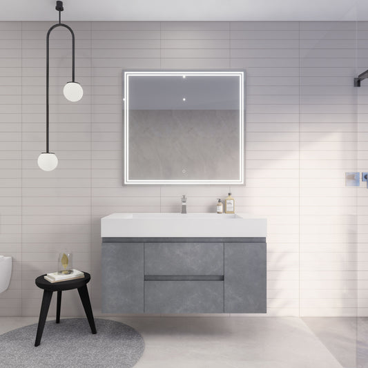 Monterey 48" Wall Mounted Bathroom Vanity with Reinforced Acrylic Integrated Sink Top