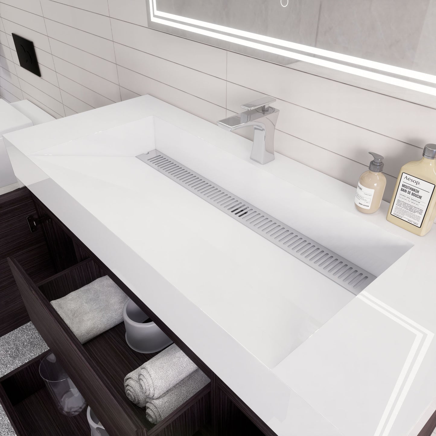 Monterey 48" Wall Mounted Bathroom Vanity with Reinforced Acrylic Integrated Sink Top