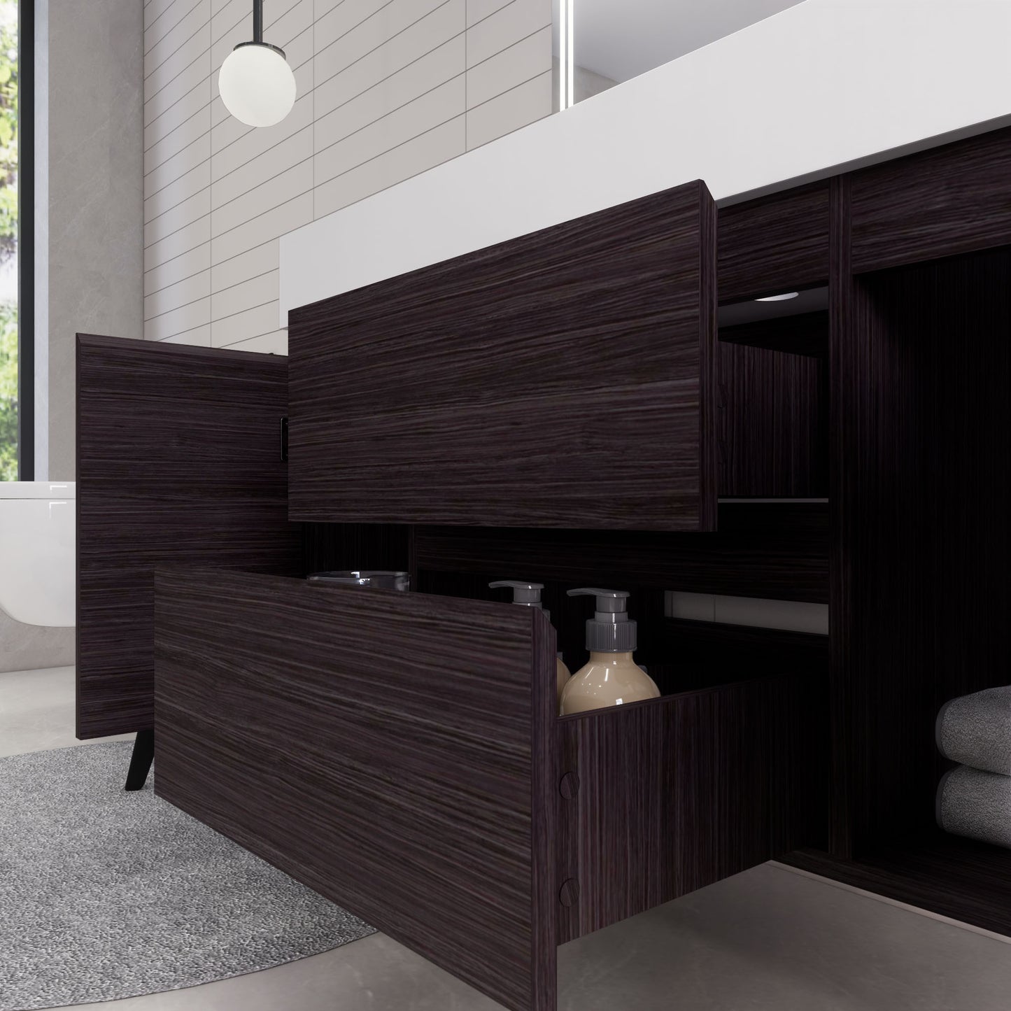Monterey 48" Wall Mounted Bathroom Vanity with Reinforced Acrylic Integrated Sink Top
