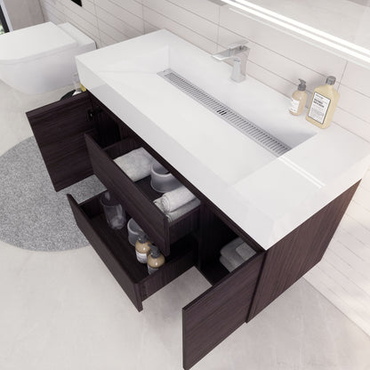Monterey 48" Wall Mounted Bathroom Vanity with Reinforced Acrylic Integrated Sink Top