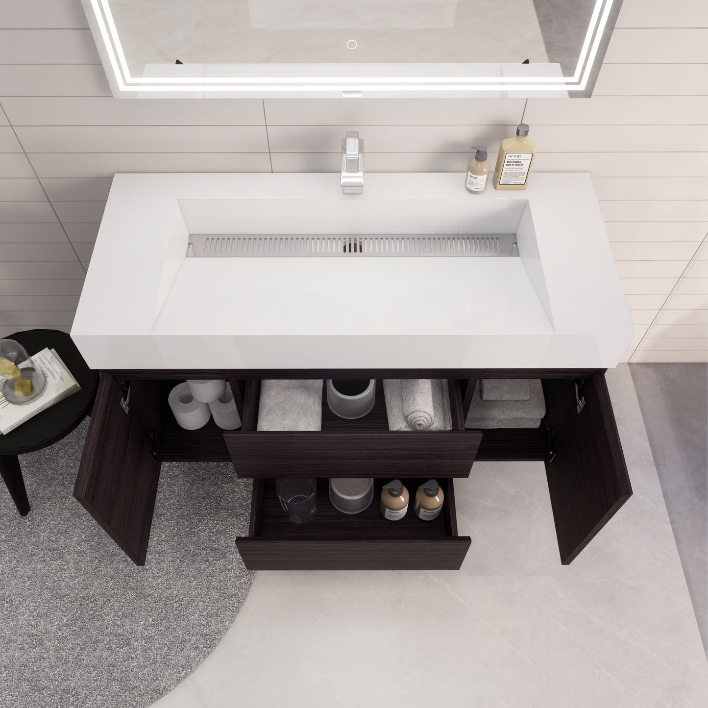 Monterey 48" Wall Mounted Bathroom Vanity with Reinforced Acrylic Integrated Sink Top