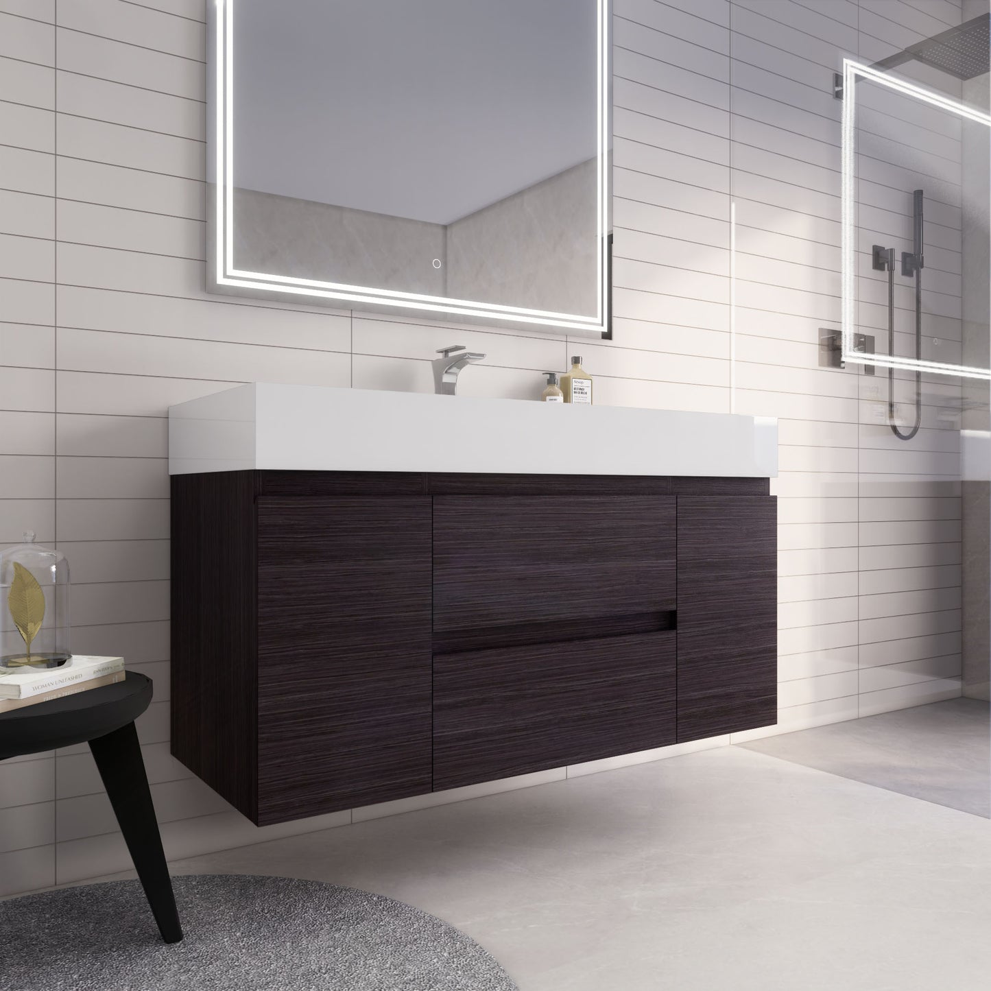 Monterey 48" Wall Mounted Bathroom Vanity with Reinforced Acrylic Integrated Sink Top