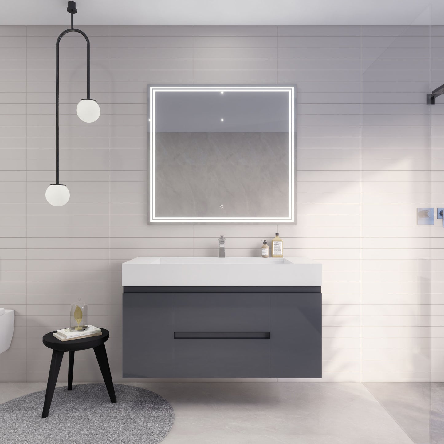 Monterey 48" Wall Mounted Bathroom Vanity with Reinforced Acrylic Integrated Sink Top