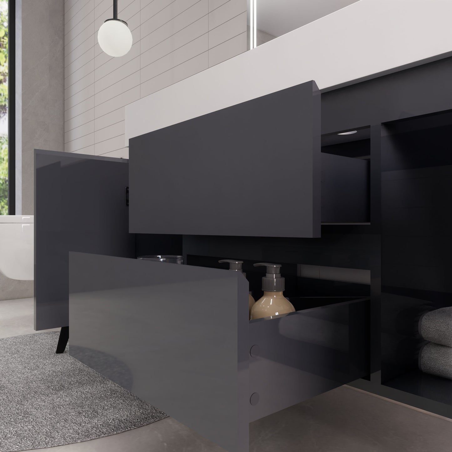 Monterey 48" Wall Mounted Bathroom Vanity with Reinforced Acrylic Integrated Sink Top