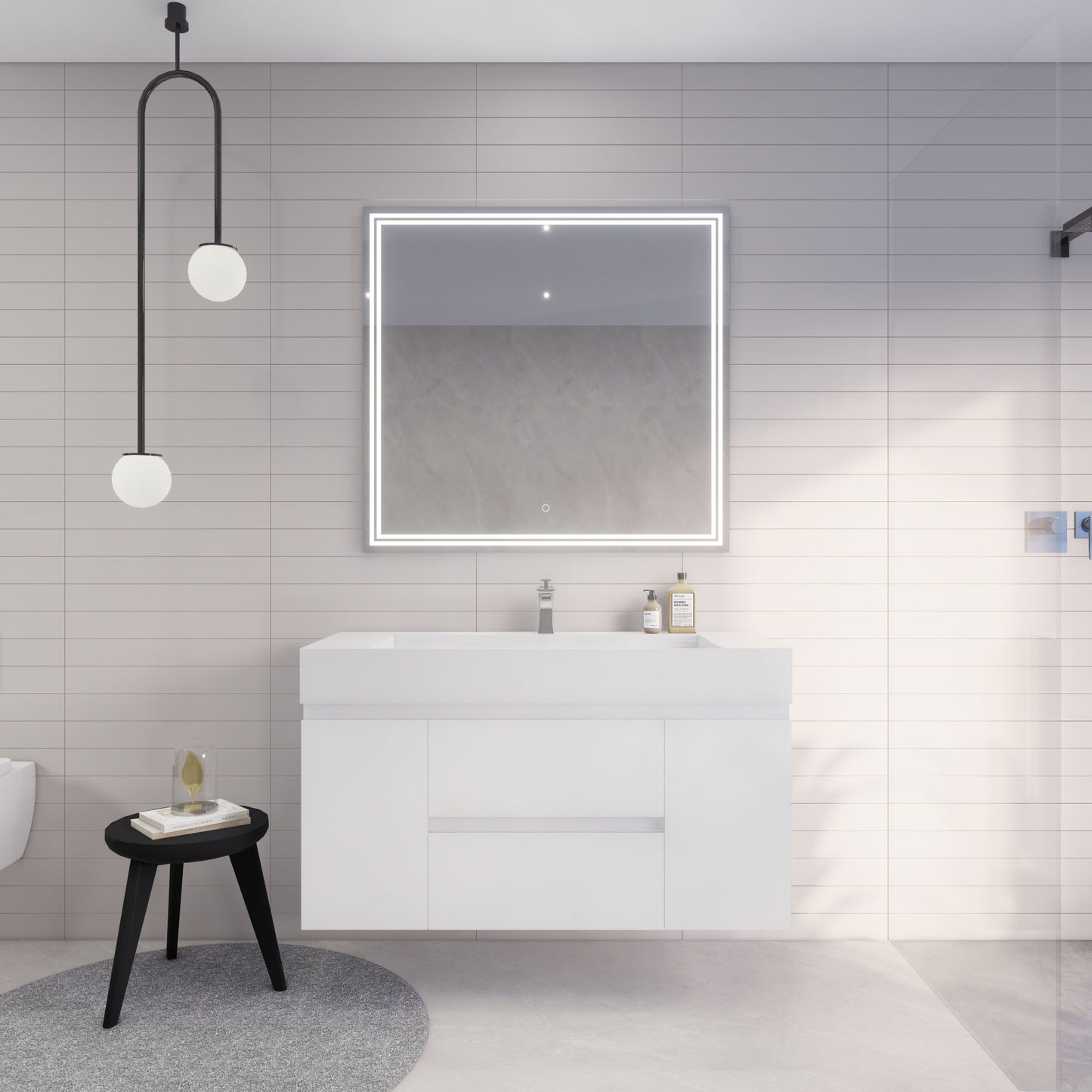 Monterey 48" Wall Mounted Bathroom Vanity with Reinforced Acrylic Integrated Sink Top