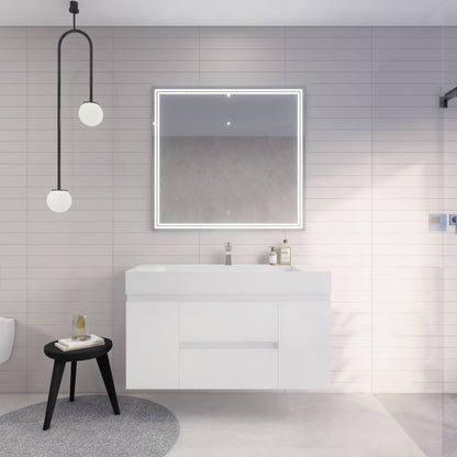 Monterey 48" Wall Mounted Bathroom Vanity with Reinforced Acrylic Integrated Sink Top