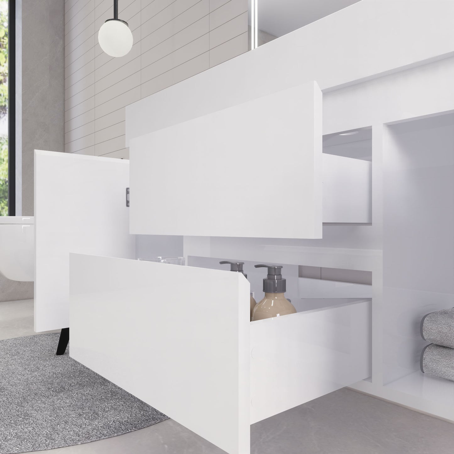 Monterey 48" Wall Mounted Bathroom Vanity with Reinforced Acrylic Integrated Sink Top