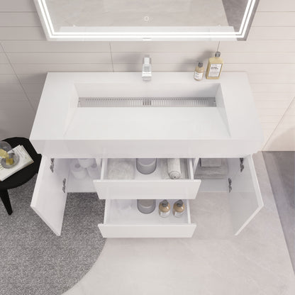 Monterey 48" Wall Mounted Bathroom Vanity with Reinforced Acrylic Integrated Sink Top