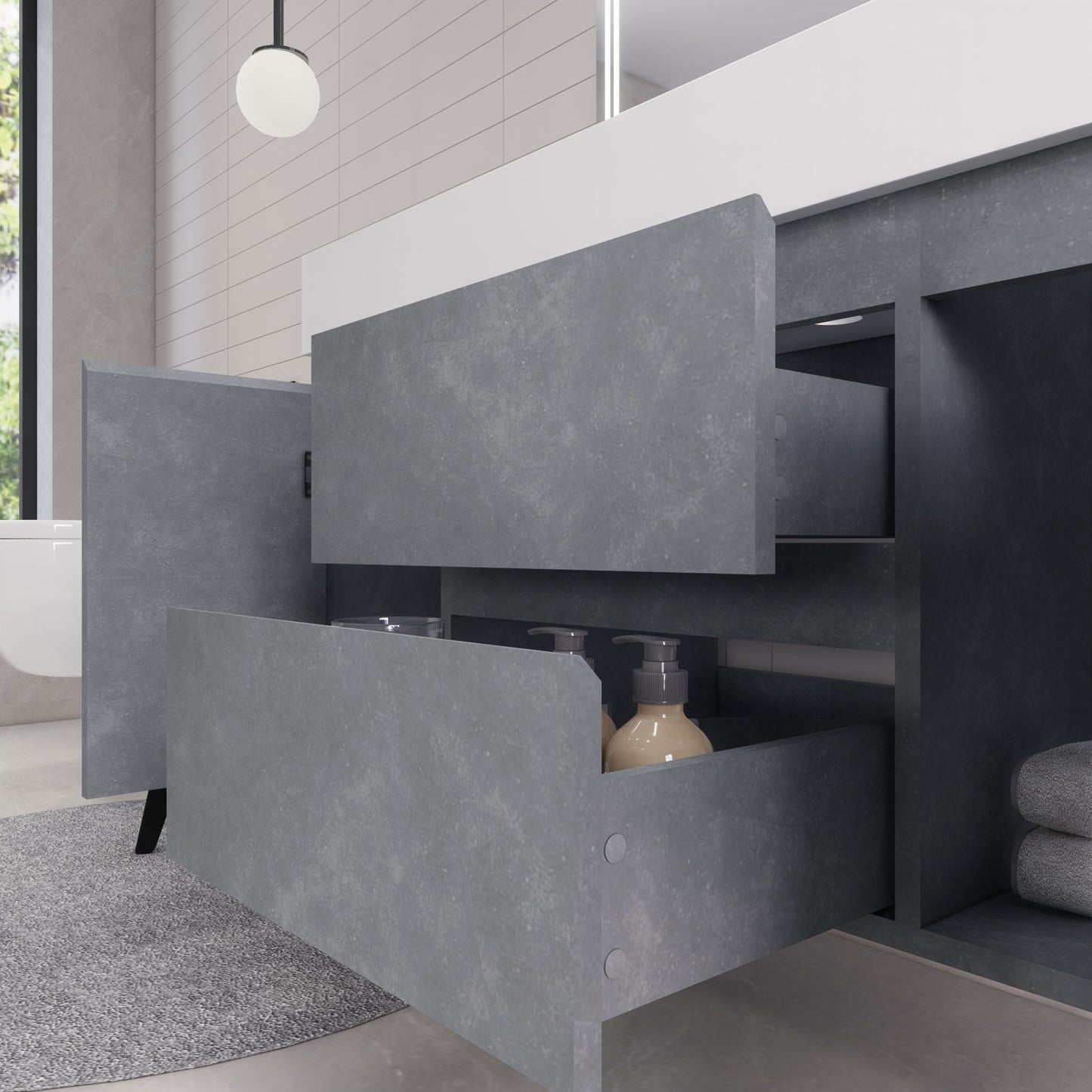 Monterey 48" Wall Mounted Bathroom Vanity with Reinforced Acrylic Integrated Sink Top