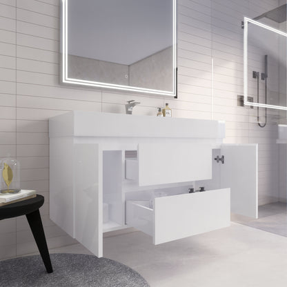 Monterey 48" Wall Mounted Bathroom Vanity with Reinforced Acrylic Integrated Sink Top