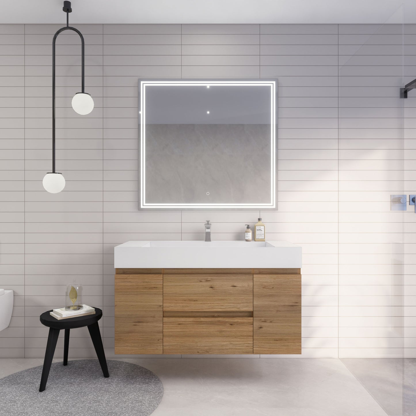 Monterey 48" Wall Mounted Bathroom Vanity with Reinforced Acrylic Integrated Sink Top