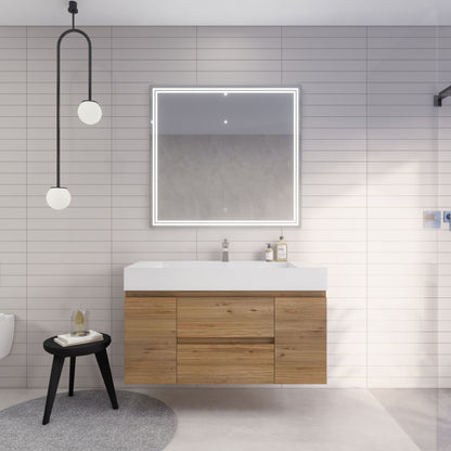 Monterey 48" Wall Mounted Bathroom Vanity with Reinforced Acrylic Integrated Sink Top