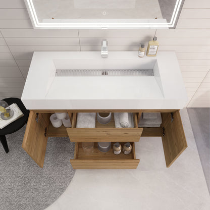 Monterey 48" Wall Mounted Bathroom Vanity with Reinforced Acrylic Integrated Sink Top