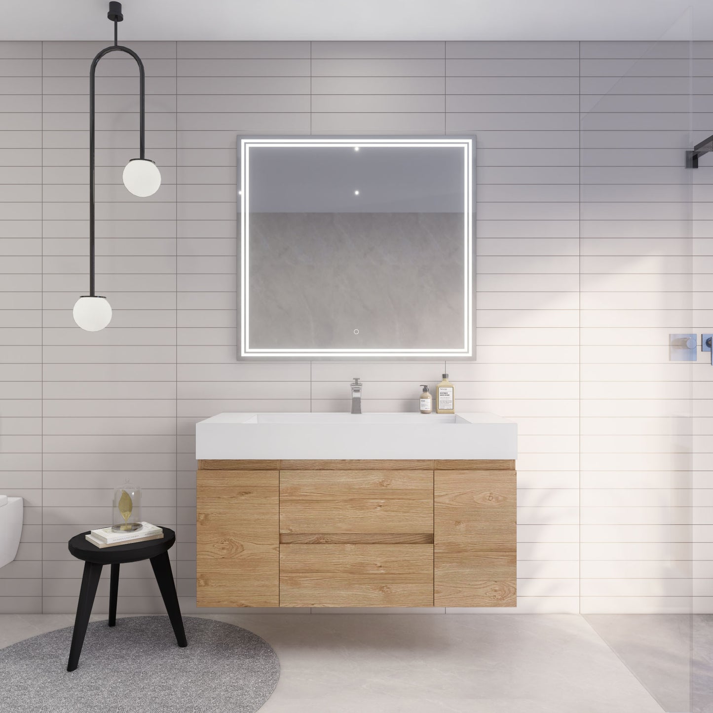 Monterey 48" Wall Mounted Bathroom Vanity with Reinforced Acrylic Integrated Sink Top