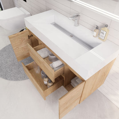 Monterey 48" Wall Mounted Bathroom Vanity with Reinforced Acrylic Integrated Sink Top