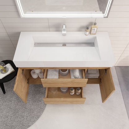 Monterey 48" Wall Mounted Bathroom Vanity with Reinforced Acrylic Integrated Sink Top