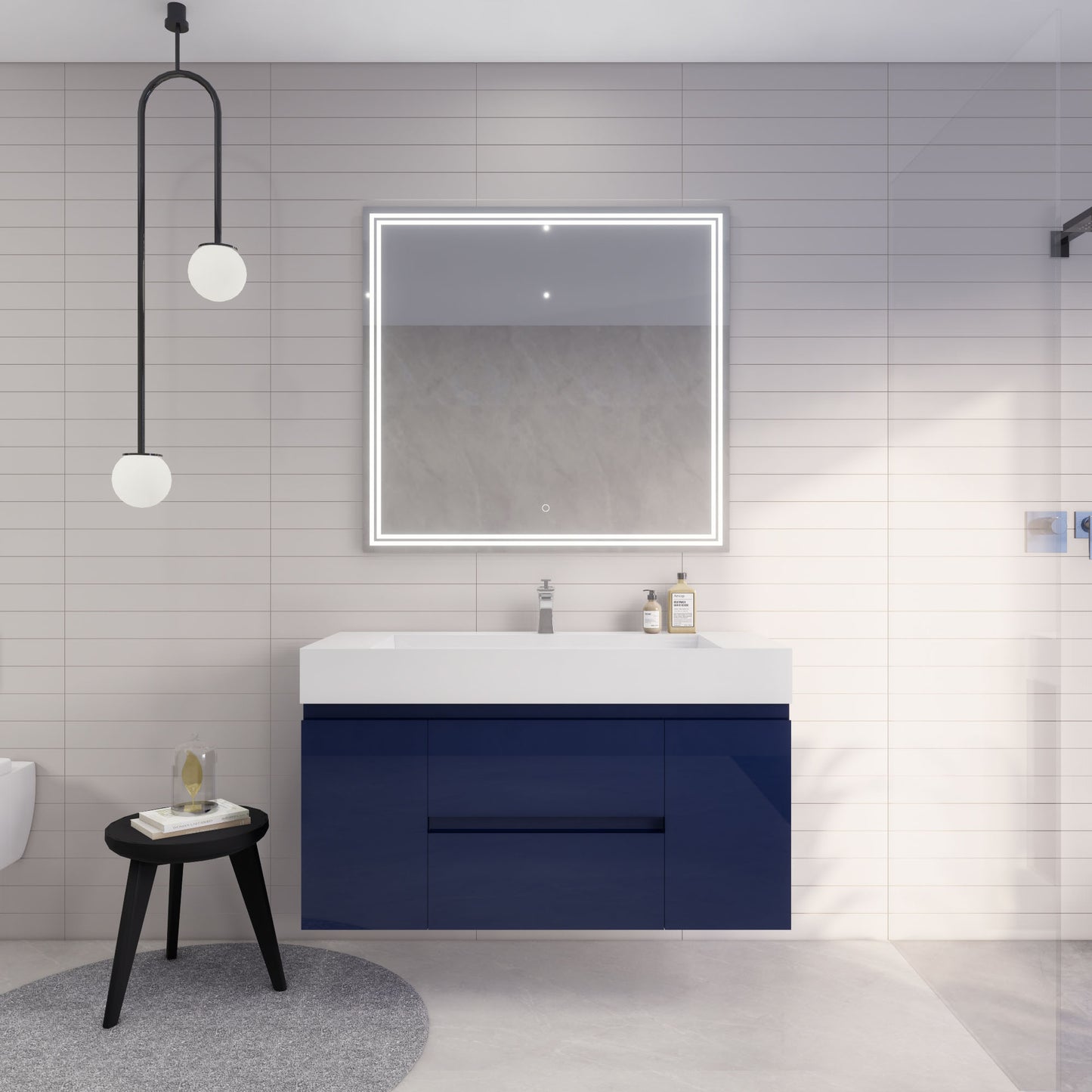 Monterey 48" Wall Mounted Bathroom Vanity with Reinforced Acrylic Integrated Sink Top