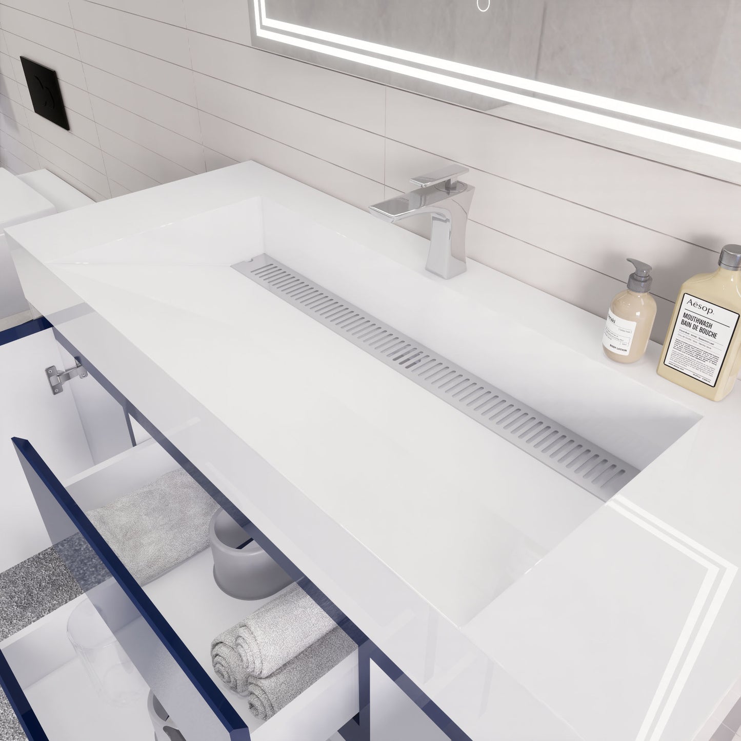 Monterey 48" Wall Mounted Bathroom Vanity with Reinforced Acrylic Integrated Sink Top