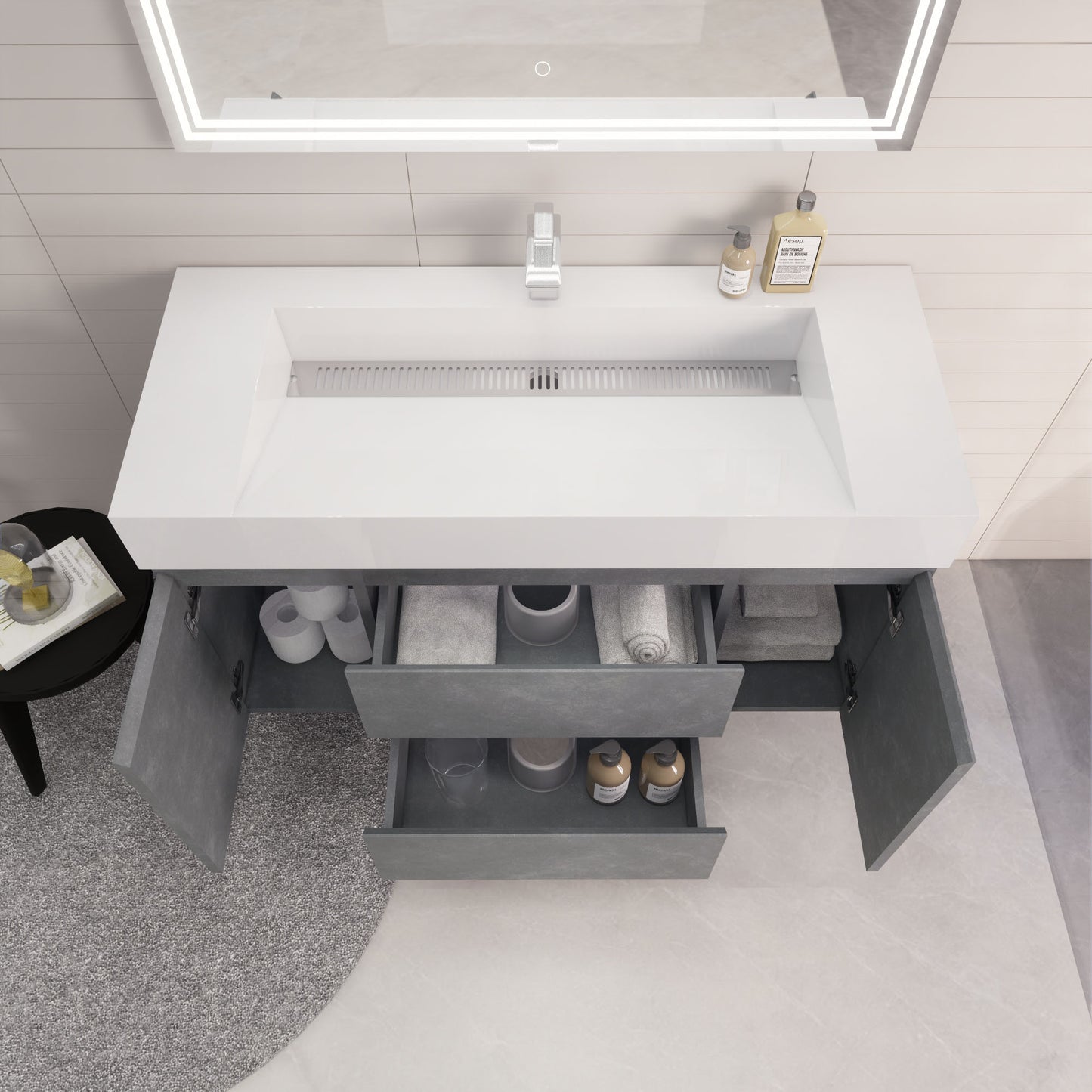 Monterey 48" Wall Mounted Bathroom Vanity with Reinforced Acrylic Integrated Sink Top