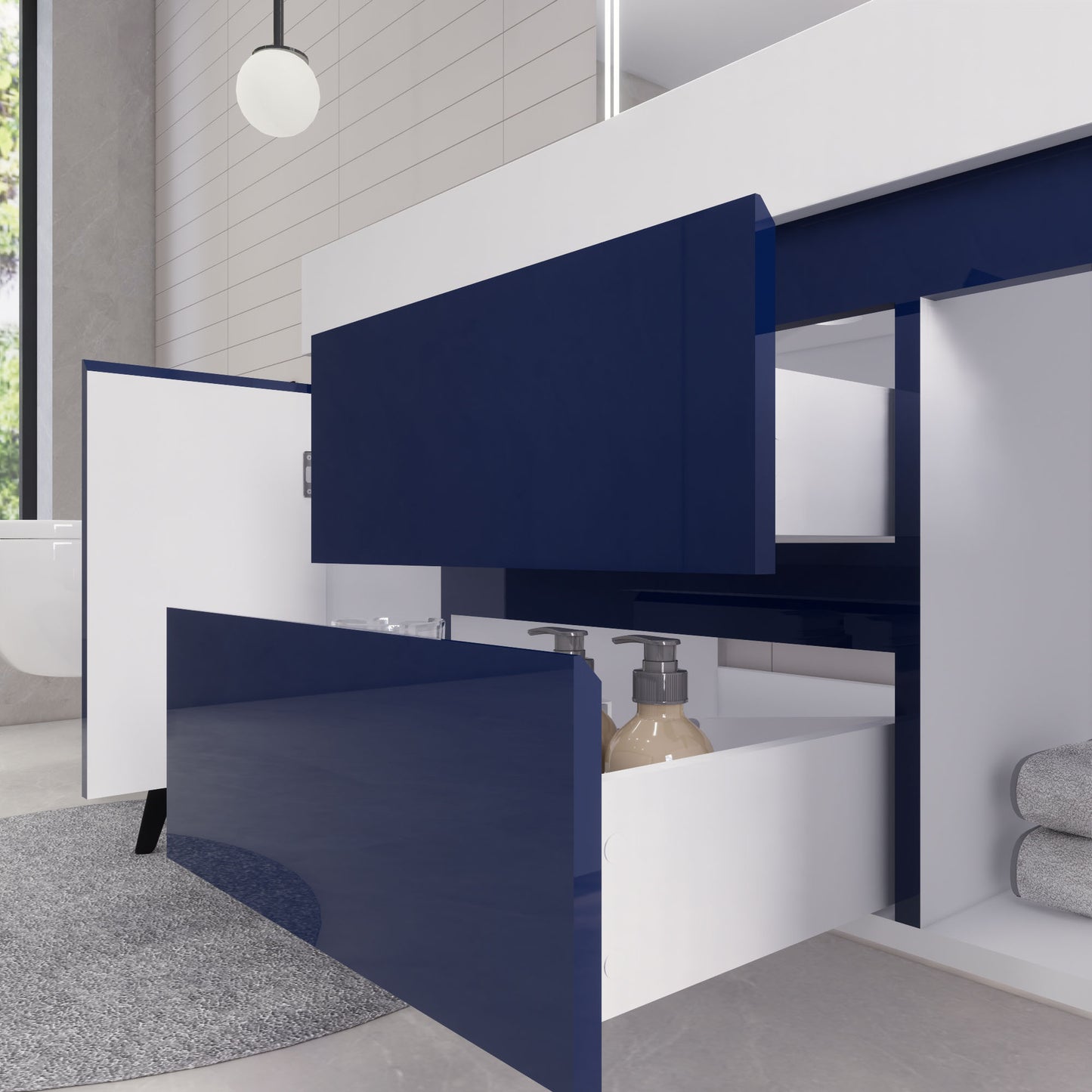 Monterey 48" Wall Mounted Bathroom Vanity with Reinforced Acrylic Integrated Sink Top