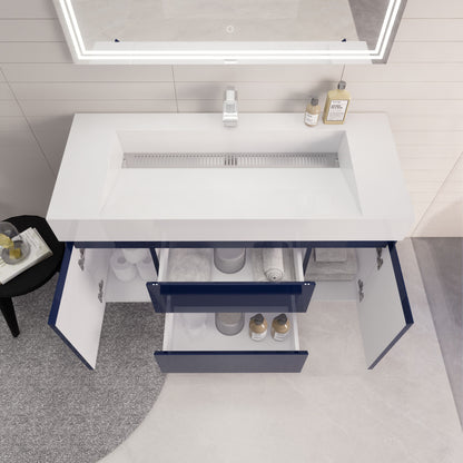 Monterey 48" Wall Mounted Bathroom Vanity with Reinforced Acrylic Integrated Sink Top
