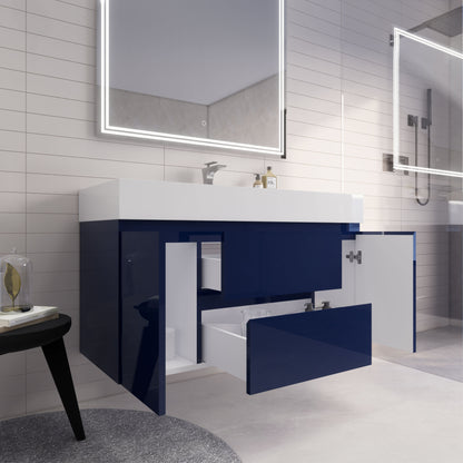 Monterey 48" Wall Mounted Bathroom Vanity with Reinforced Acrylic Integrated Sink Top