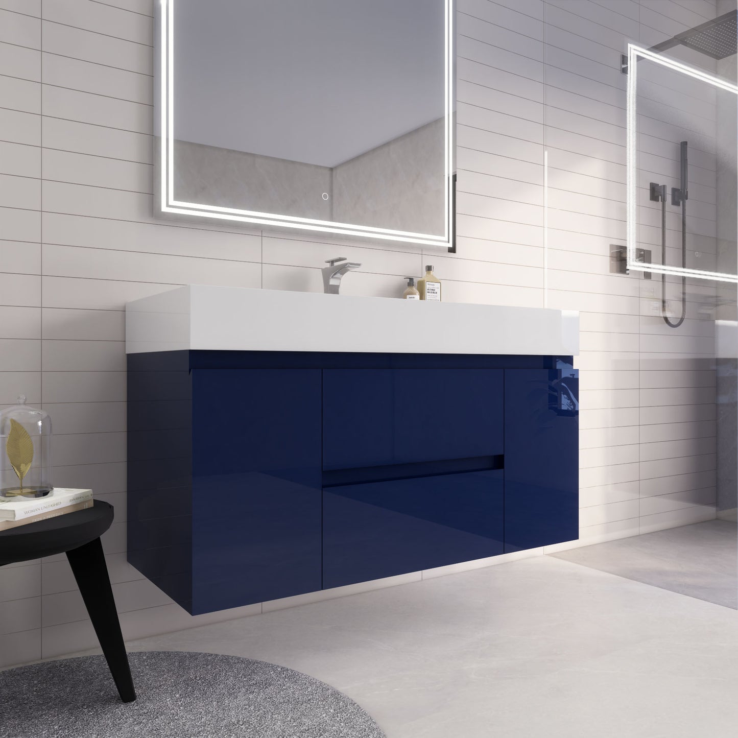 Monterey 48" Wall Mounted Bathroom Vanity with Reinforced Acrylic Integrated Sink Top