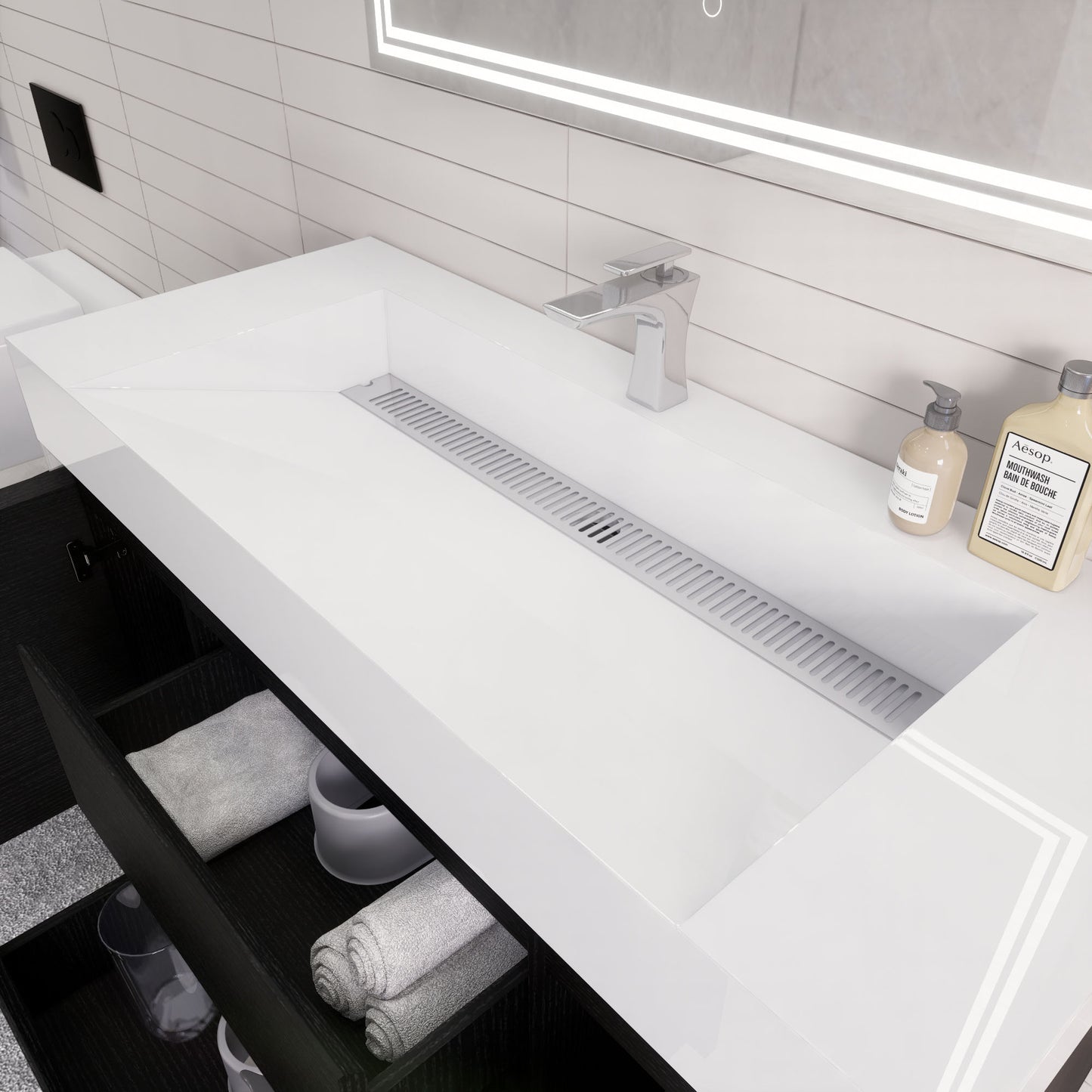 Monterey 48" Wall Mounted Bathroom Vanity with Reinforced Acrylic Integrated Sink Top