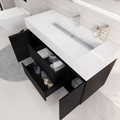 Monterey 48" Wall Mounted Bathroom Vanity with Reinforced Acrylic Integrated Sink Top