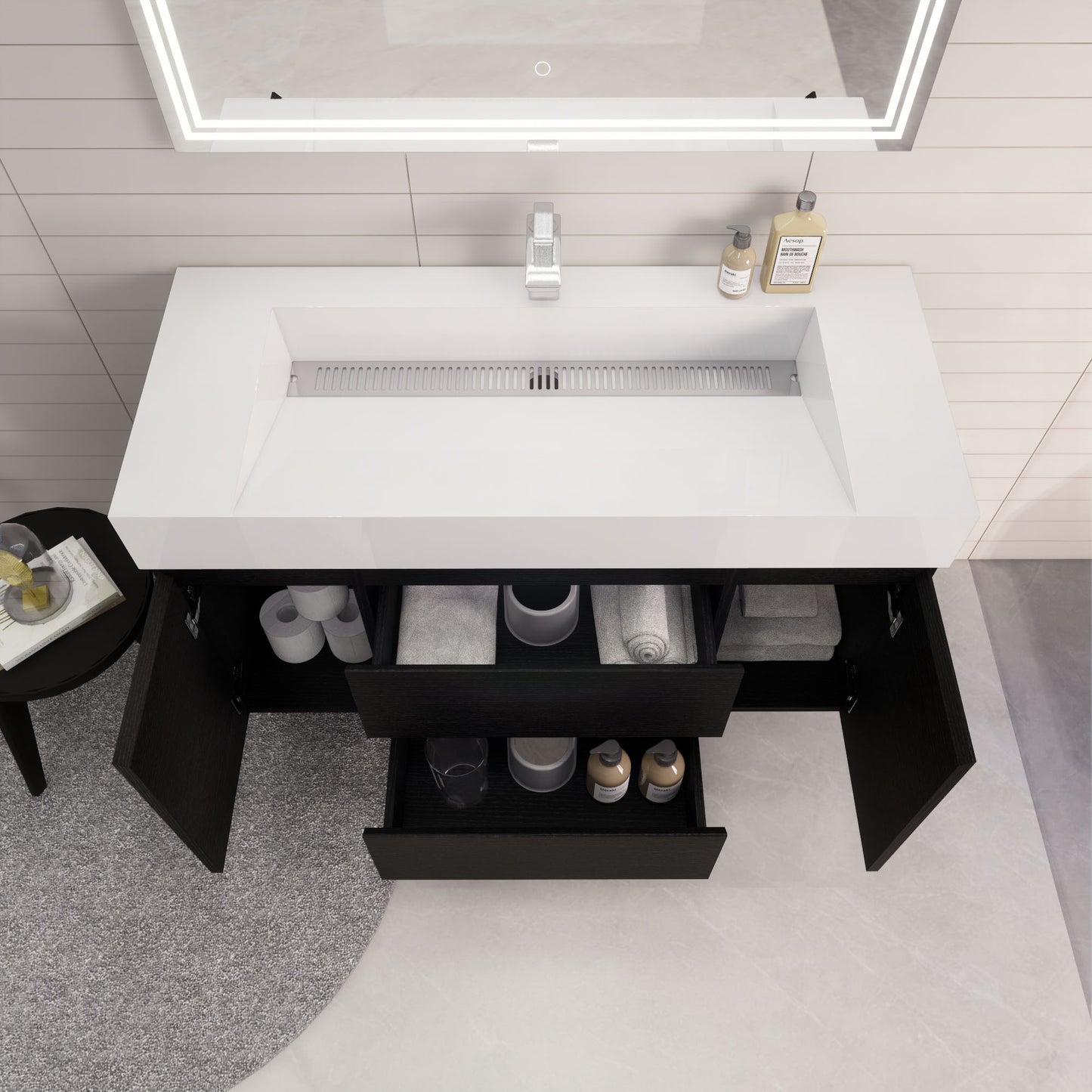 Monterey 48" Wall Mounted Bathroom Vanity with Reinforced Acrylic Integrated Sink Top