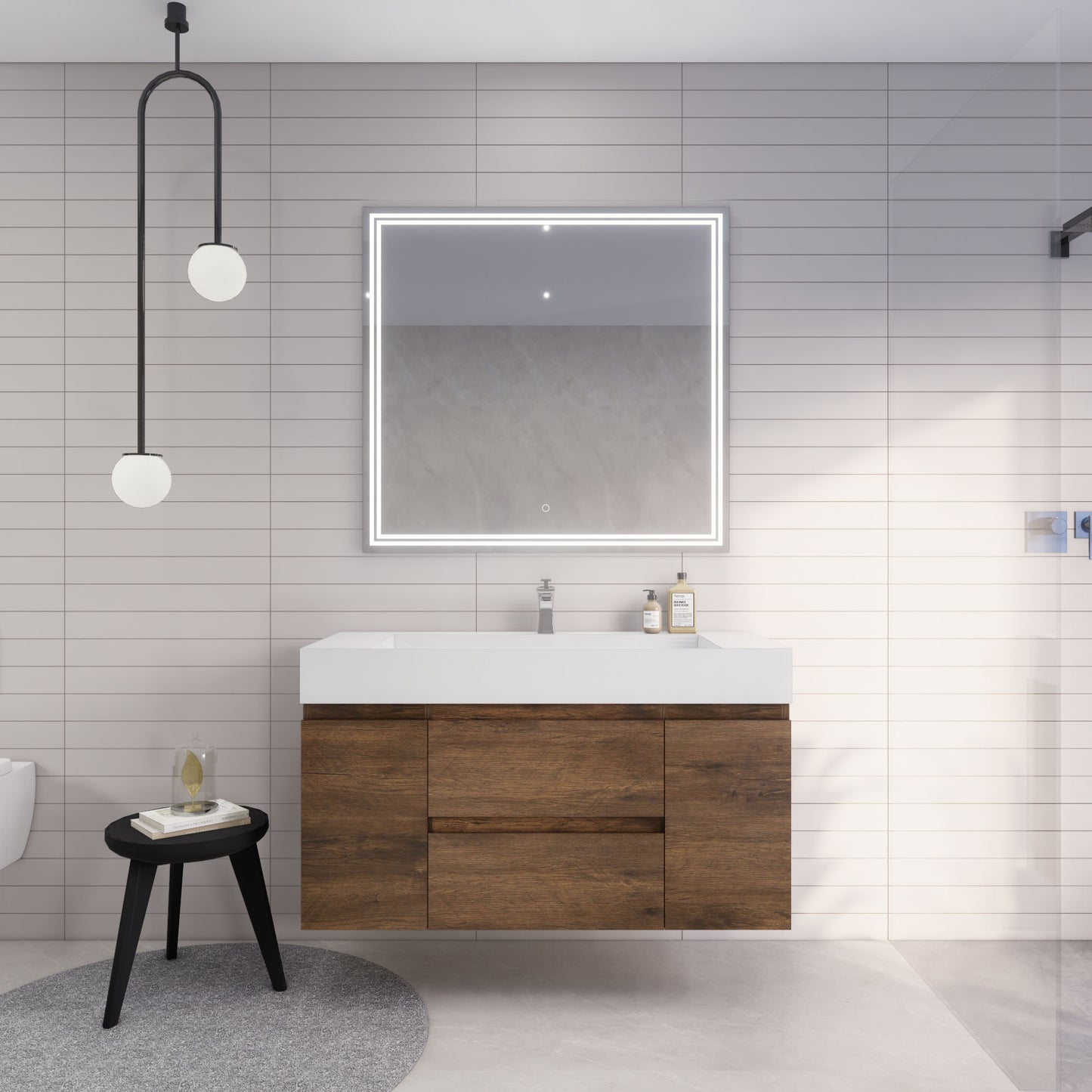 Monterey 48" Wall Mounted Bathroom Vanity with Reinforced Acrylic Integrated Sink Top