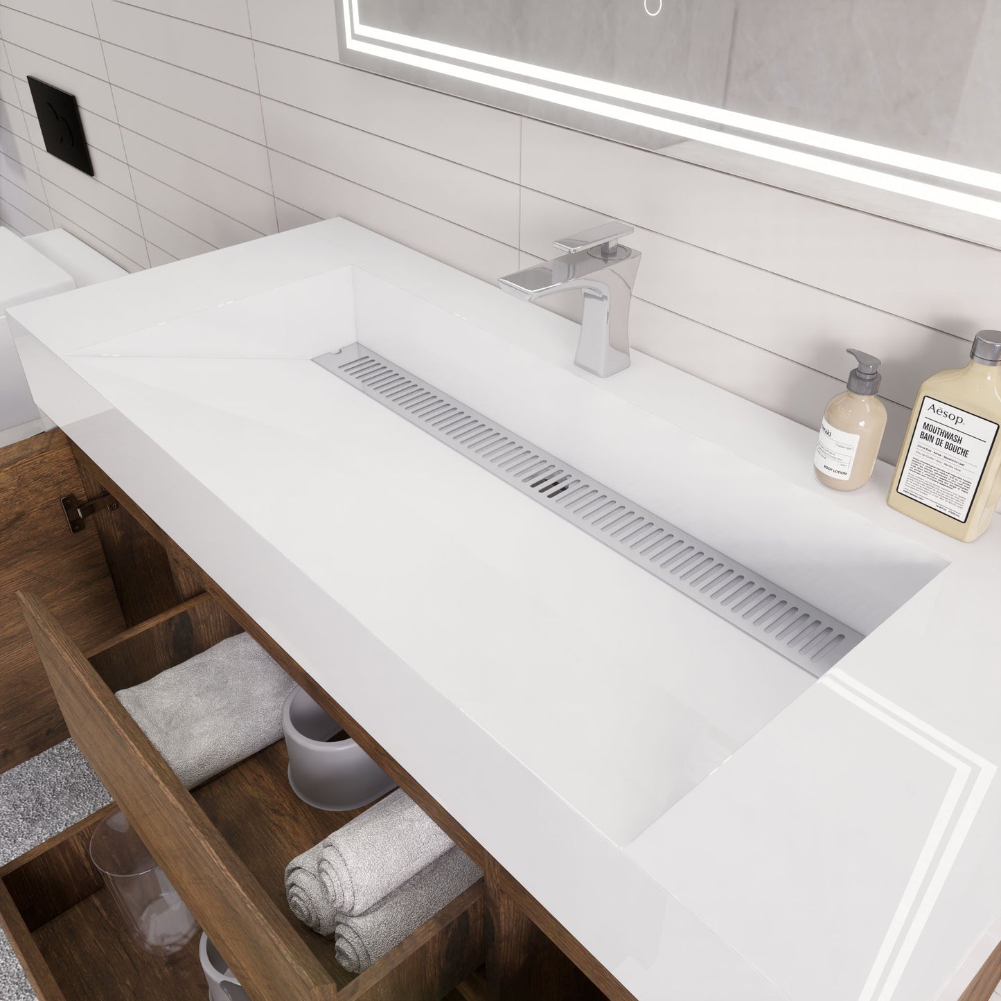Monterey 48" Wall Mounted Bathroom Vanity with Reinforced Acrylic Integrated Sink Top