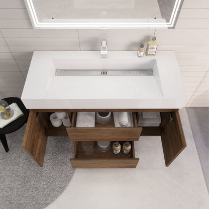 Monterey 48" Wall Mounted Bathroom Vanity with Reinforced Acrylic Integrated Sink Top