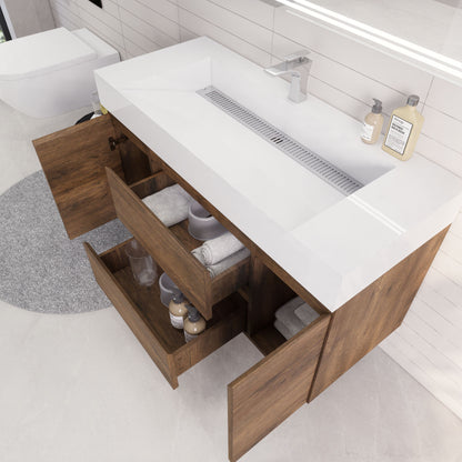 Monterey 48" Wall Mounted Bathroom Vanity with Reinforced Acrylic Integrated Sink Top